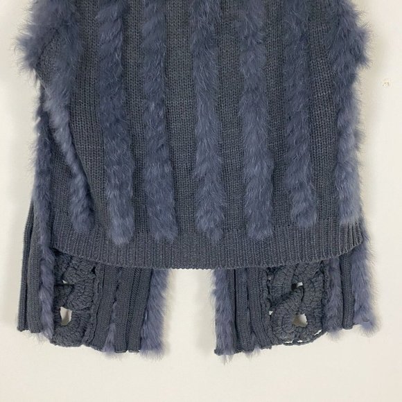 Elliatt Enwtined Rabbit Fur Vest Charcoal Gray High Low Asymmetrical Women's M - Picture 9 of 12
